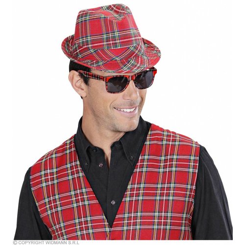 Widmann Fedora Rood Met Tartan Print