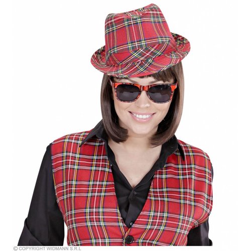 Widmann Fedora Rood Met Tartan Print