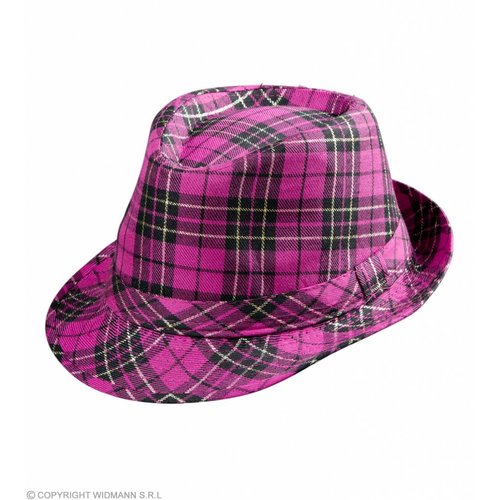 Widmann Fedora Roze Met Tartan Print