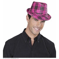 Widmann Fedora Roze Met Tartan Print