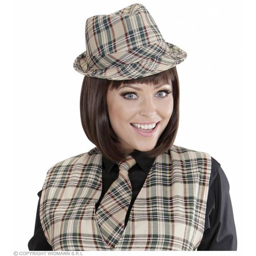 Widmann Fedora Grijs Met Tartan Print