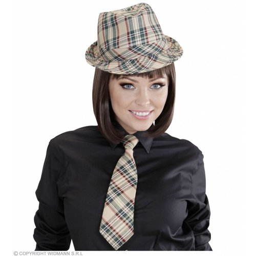 Widmann Fedora Grijs Met Tartan Print