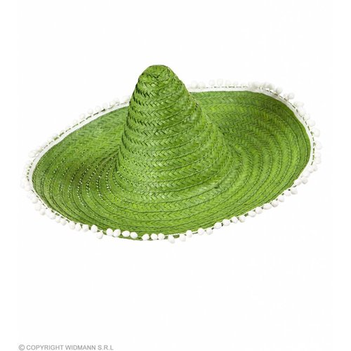 Sombrero 50Cm Groen Met Pom Poms