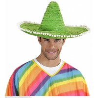 Sombrero 50Cm Groen Met Pom Poms