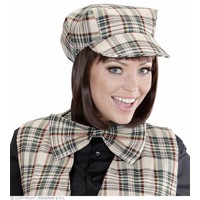 Tartan Hoedje Beige Met Strik