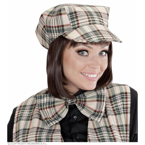 Tartan Hoedje Beige Met Strik