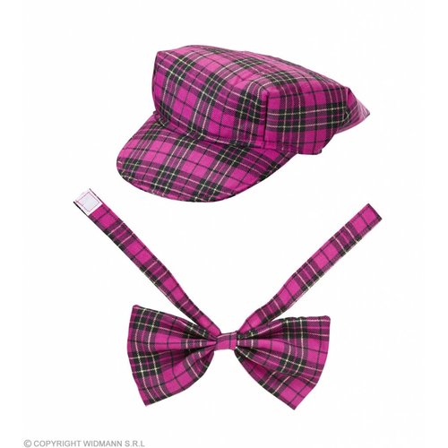 Tartan Hoedje Roze Met Strik