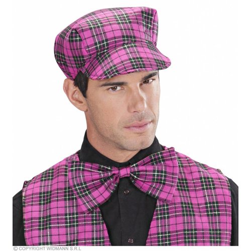 Tartan Hoedje Roze Met Strik