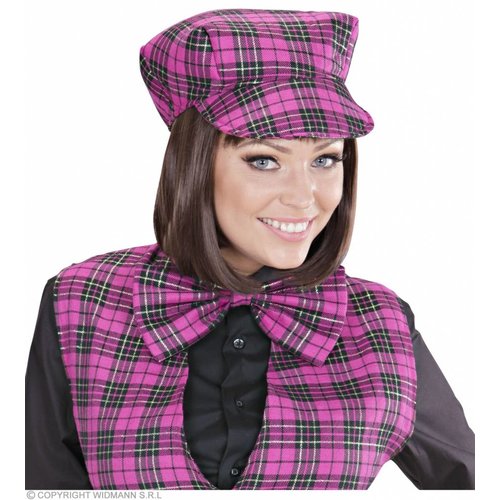 Tartan Hoedje Roze Met Strik