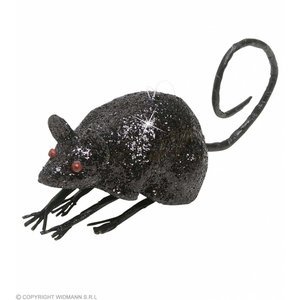 Glitter Muis Zwart 8Cm