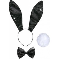 Widmann Verkleedset Bunny Glitter Zwart