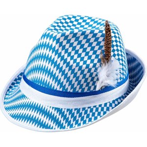 Fedora Beierse Print Met Veer