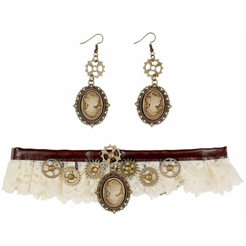 Widmann Choker Steampunk Cameo Oorbellen