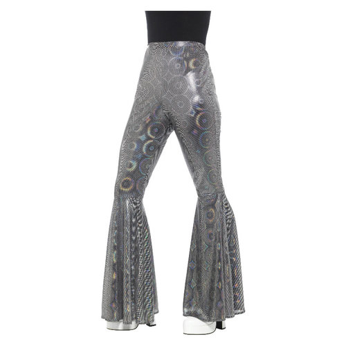 Smiffys '70 Disco Flared Broek - Dames - Zilver