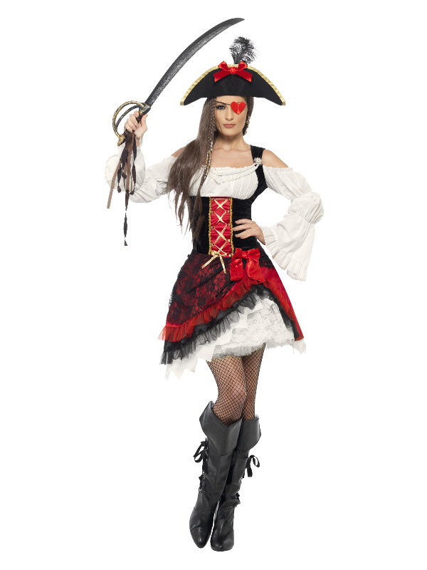 risico spectrum volwassene Glamoureuze Dames Piraat Kostuum - Rood - Feestcenter.nl