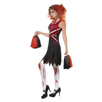 Smiffys Horror Cheerleader Kostuum - Rood & zwart