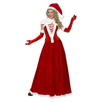 Smiffys Luxe Kerstvrouw  Kostuum - Rood