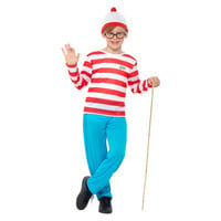 Smiffys Waar Is Wally? Kostuum - Rood-wit