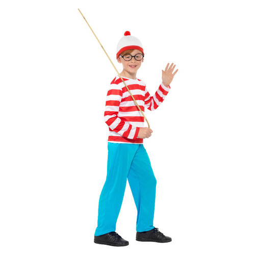 Smiffys Waar Is Wally? Kostuum - Rood-wit