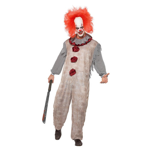 Smiffys Vintage Clown Kostuum - Grijs En Rood