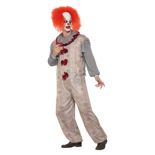 Smiffys Vintage Clown Kostuum - Grijs En Rood