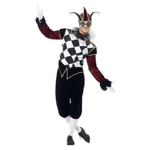 Gotische Venetiaanse Harlekijn Kostuum - Zwart