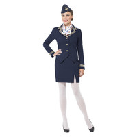 Smiffys Stewardes  Kostuum - Blauw