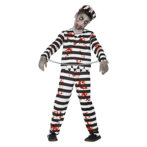 Smiffys Zombie Gevangene Kostuum - Zwart-wit