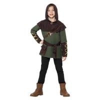 Smiffys Robin Hood Jongen Kostuum - Groen En Bruin