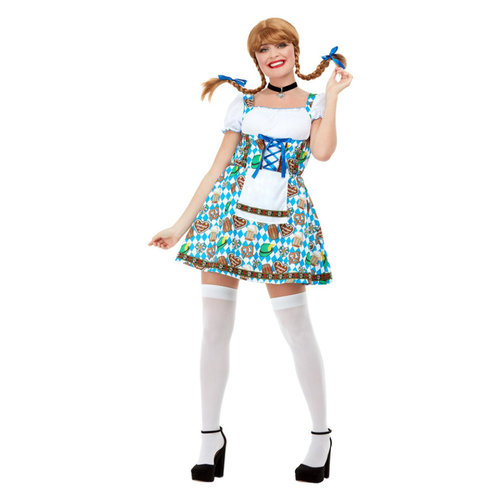 Smiffys Oktoberfest Bier Maiden Kostuum - Blauw