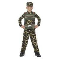 Smiffys Camouflage Militaire Jongen Kostuum - Groen