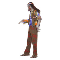 Smiffys Zombie Jaren '60 Hippie Kostuum - Multi-gekleurde