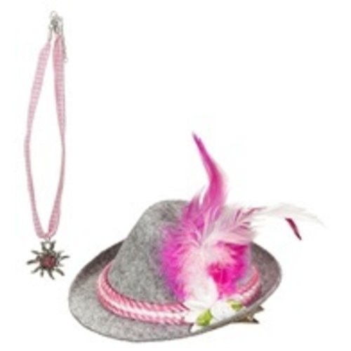 Widmann Mini Beierse Fedora Roze met ketting