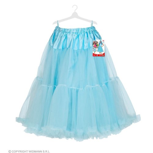 Widmann Tulle Rok met Ruffels / Petticoat 65 cm Licht Blauw