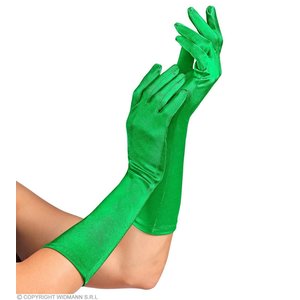 Handschoenen Satijn Elastaan 40 cm, Groen