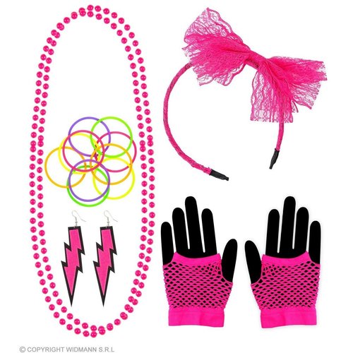 Widmann 80's Fashion Accessoires, Neon Roze