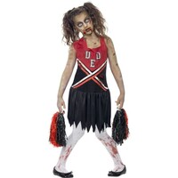 Smiffys Zombie Cheerleader - Rood/Zwart