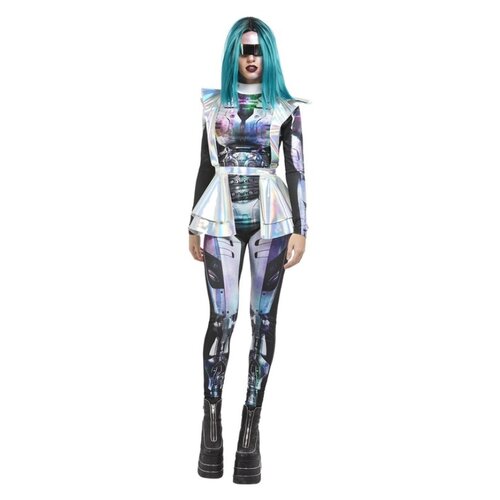 Smiffys Metallic Space Alien kostuum - Dames