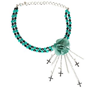 Gotische Choker met Roos, Groen