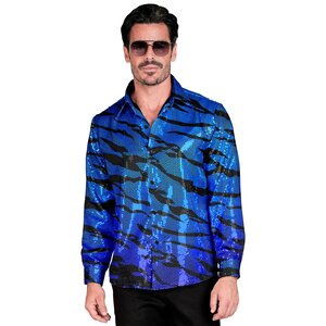 Paillettenshirt Heren Blauwe Golven