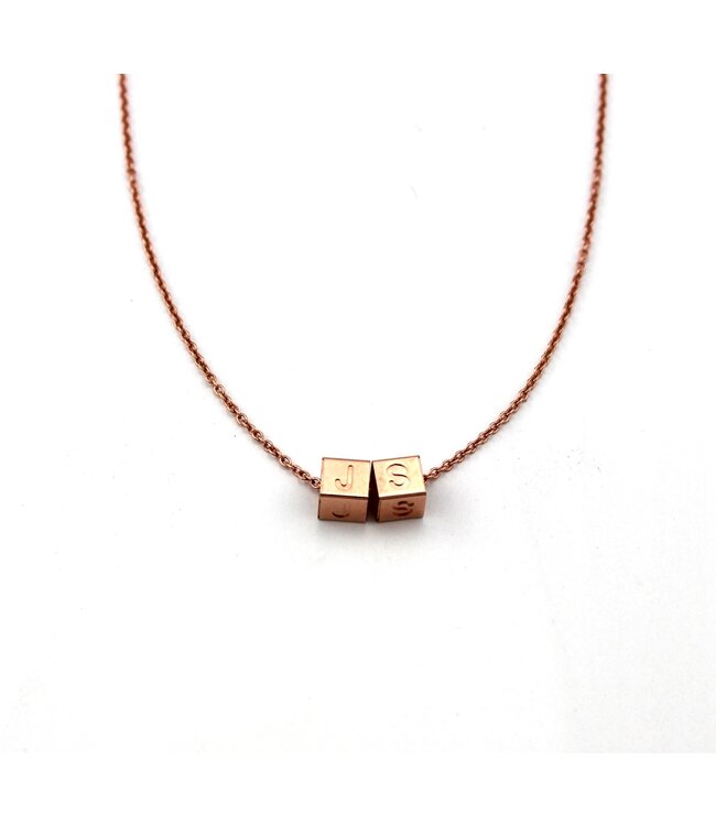 Just Franky Cube Necklace met twee cubes