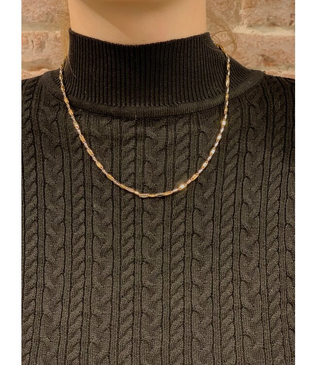 Monzario Collier 1182cbic. 45cm geel/witgoud 14k