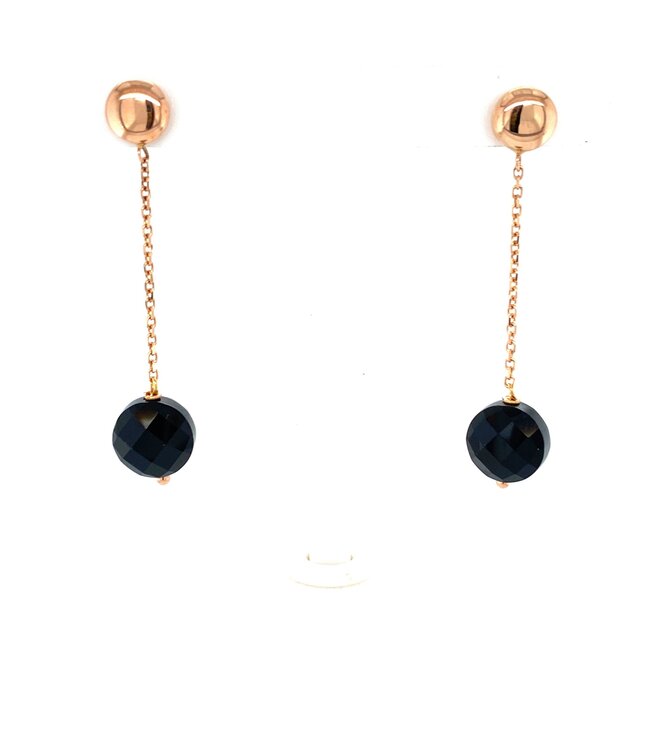 Monzario rosegouden oorhangers met onyx O1198R