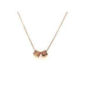 Just Franky Just Franky Rose gold Cube Necklace met twee cubes