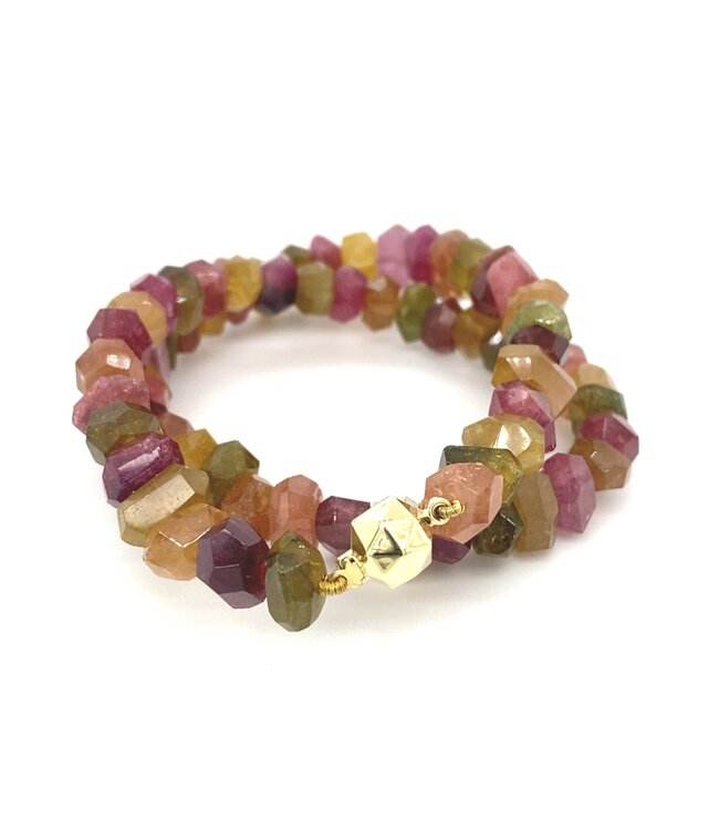 ROEMER kettin van toermalijn met geelgouden sluiting