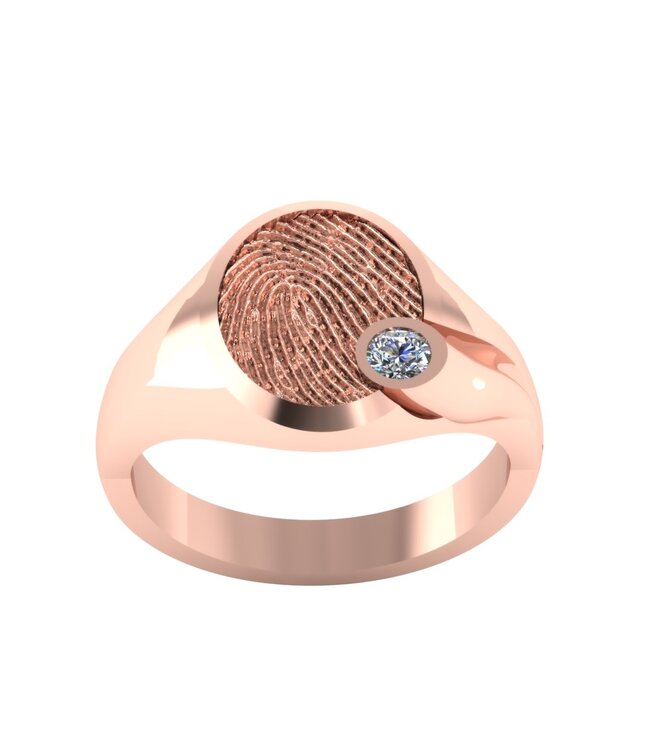 Touche Ring vingerafdruk met diamant (lab) rosegoud Toudr1