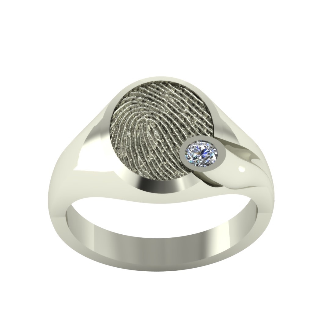 Touche Sieraden Touche Ring vingerafdruk met diamant witgoud TOUDR1