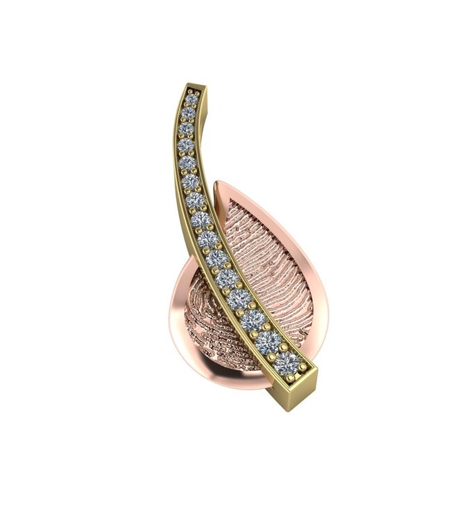 Touche Hanger vingerafdruk druppel bicolor diamant (lab) TOUH1-M