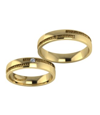 Touche Sieraden Touche trouwringen vingerafdruk geelgoud  TOUTR1