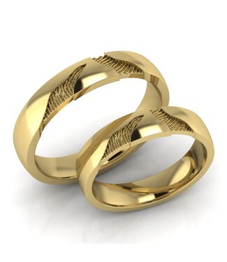 Touche Sieraden Touche trouwringen vingerafdruk en diamant geelgoud  TOUTR4